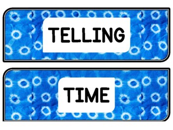 Tie And Dye Clock Labels for Telling Time #115Sheet Size: 8.5 by 11 inch