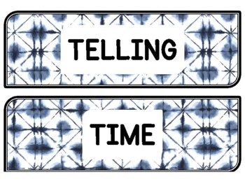 Tie And Dye Clock Labels for Telling Time #116Sheet Size: 8.5 by 11 inch