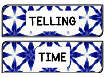 Tie And Dye Clock Labels for Telling Time #125Sheet Size: 8.5 by 11 inch