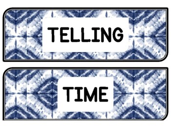 Tie And Dye Clock Labels for Telling Time #19Sheet Size: 8.5 by 11 inch