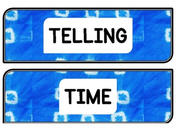 Tie And Dye Clock Labels for Telling Time #25Sheet Size: 8.5 by 11 inch