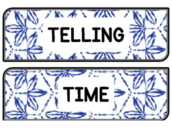 Tie And Dye Clock Labels for Telling Time #26Sheet Size: 8.5 by 11 inch