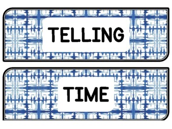 Tie And Dye Clock Labels for Telling Time #44Sheet Size: 8.5 by 11 inch