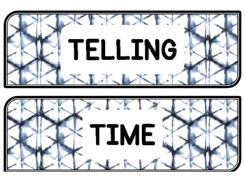 Tie And Dye Clock Labels for Telling Time #45Sheet Size: 8.5 by 11 inch