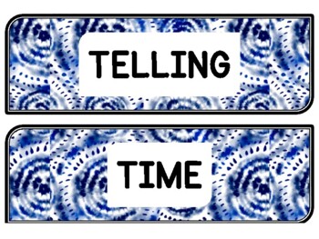Tie And Dye Clock Labels for Telling Time #46Sheet Size: 8.5 by 11 inch