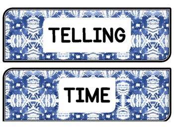 Tie And Dye Clock Labels for Telling Time #48Sheet Size: 8.5 by 11 inch