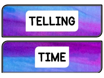 Tie And Dye Clock Labels for Telling Time #55Sheet Size: 8.5 by 11 inch