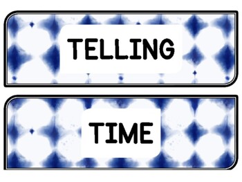 Tie And Dye Clock Labels for Telling Time #57Sheet Size: 8.5 by 11 inch