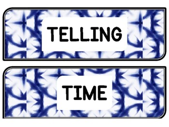 Tie And Dye Clock Labels for Telling Time #5Sheet Size: 8.5 by 11 inch