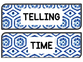 Tie And Dye Clock Labels for Telling Time #62Sheet Size: 8.5 by 11 inch