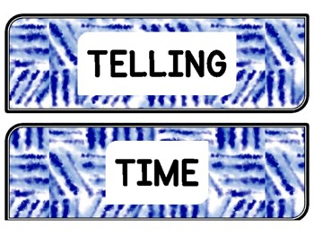 Tie And Dye Clock Labels for Telling Time #71Sheet Size: 8.5 by 11 inch