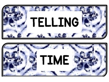 Tie And Dye Clock Labels for Telling Time #74Sheet Size: 8.5 by 11 inch