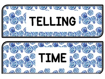 Tie And Dye Clock Labels for Telling Time #78Sheet Size: 8.5 by 11 inch