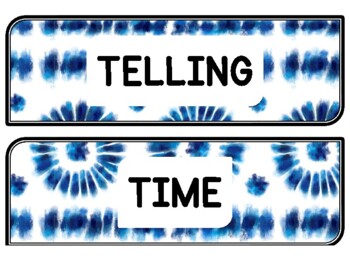 Tie And Dye Clock Labels for Telling Time #83Sheet Size: 8.5 by 11 inch