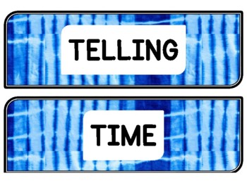 Tie And Dye Clock Labels for Telling Time #8Sheet Size: 8.5 by 11 inch