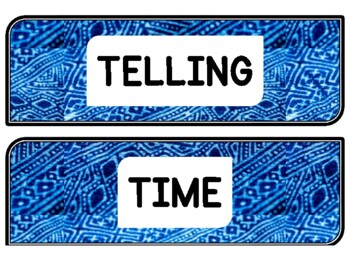 Tie And Dye Clock Labels for Telling Time #91Sheet Size: 8.5 by 11 inch
