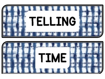 Tie And Dye Clock Labels for Telling Time #93Sheet Size: 8.5 by 11 inch