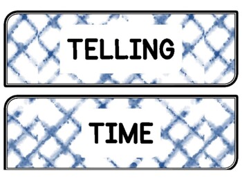 Tie And Dye Clock Labels for Telling Time #94Sheet Size: 8.5 by 11 inch