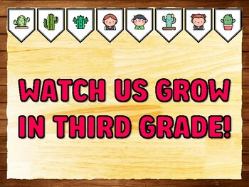 WATCH US GROW IN THIRD GRADE! Succulents, Cactus Bulletin Board Kit & Door Dé