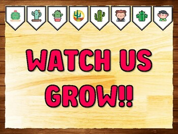 WATCH US GROW!! Succulents, Cactus Bulletin Board Kit & Door Décor