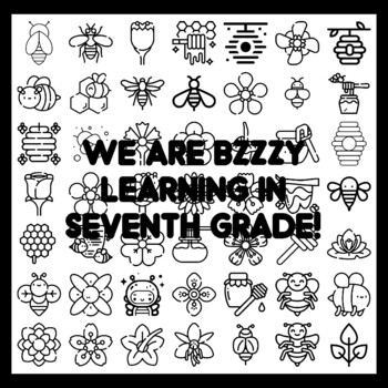 WE ARE BZZZY LEARNING IN SEVENTH GRADE! Bee Bulletin Board Activity 3x3 feet