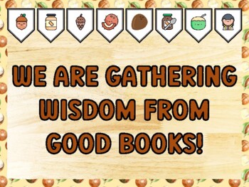 WE ARE GATHERING WISDOM FROM GOOD BOOKS! Nuts Bulletin Board Kit & Door Décor