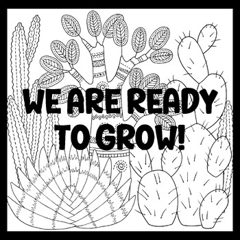 WE ARE READY TO GROW! 3 by 3 Feet Cactus Succulents Bulletin Boards