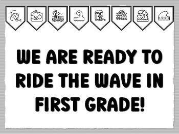 WE ARE READY TO RIDE THE WAVE IN FIRST GRADE! Wave Bulletin Board Kit, Ready to