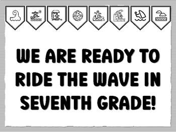 WE ARE READY TO RIDE THE WAVE IN SEVENTH GRADE! Wave Bulletin Board Kit, Ready