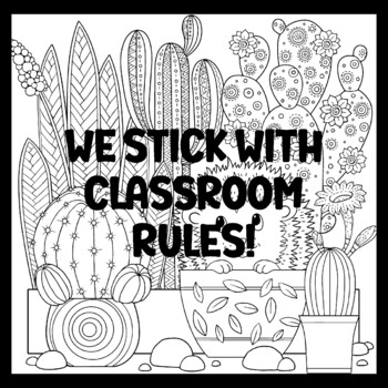 WE STICK WITH CLASSROOM RULES! 3 by 3 Feet Cactus Succulents Bulletin Boards