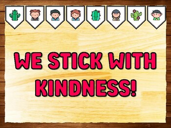 WE STICK WITH KINDNESS! Succulents, Cactus Bulletin Board Kit & Door Décor