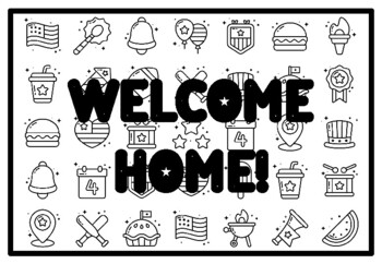 WELCOME HOME! Fourth of July Activity, Patriotic Coloring Pages