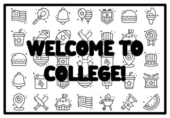 WELCOME TO COLLEGE! Fourth of July Activity, Patriotic Coloring Pages