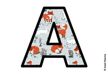 Winter Animals Bulletin Board Letters, Alphabet Posters, Winter Classroom
