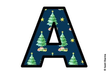 Winter Fir Trees Bulletin Board Letters, Alphabet Posters, Winter Classroom