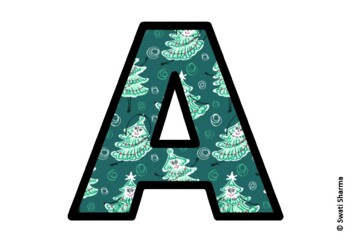 Winter Fir Trees Bulletin Board Letters, Alphabet Posters, Winter Classroom