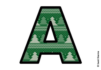 Winter Fir Trees Bulletin Board Letters, Alphabet Posters, Winter Classroom