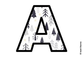 Winter Fir Trees Bulletin Board Letters, Alphabet Posters, Winter Classroom