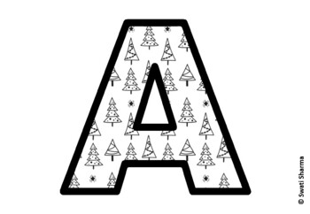 Winter Fir Trees Bulletin Board Letters, Alphabet Posters, Winter Classroom