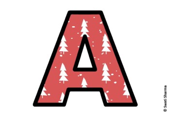 Winter Fir Trees Bulletin Board Letters, Alphabet Posters, Winter Classroom