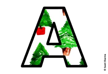 Winter Fir Trees Bulletin Board Letters, Alphabet Posters, Winter Classroom