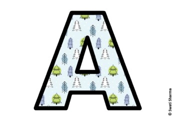 Winter Fir Trees Bulletin Board Letters, Alphabet Posters, Winter Classroom
