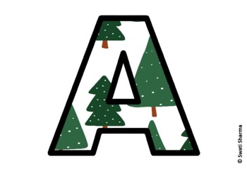 Winter Fir Trees Bulletin Board Letters, Alphabet Posters, Winter Classroom