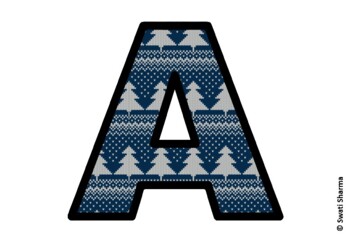 Winter Fir Trees Bulletin Board Letters, Alphabet Posters, Winter Classroom
