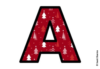 Winter Fir Trees Bulletin Board Letters, Alphabet Posters, Winter Classroom