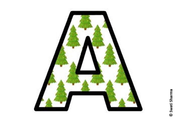 Winter Fir Trees Bulletin Board Letters, Alphabet Posters, Winter Classroom
