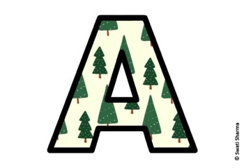 Winter Fir Trees Bulletin Board Letters, Alphabet Posters, Winter Classroom