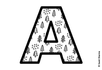 Winter Fir Trees Bulletin Board Letters, Alphabet Posters, Winter Classroom