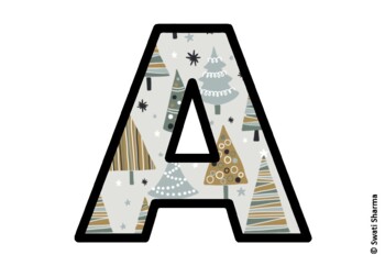 Winter Fir Trees Bulletin Board Letters, Alphabet Posters, Winter Classroom