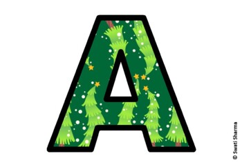 Winter Fir Trees Bulletin Board Letters, Alphabet Posters, Winter Classroom